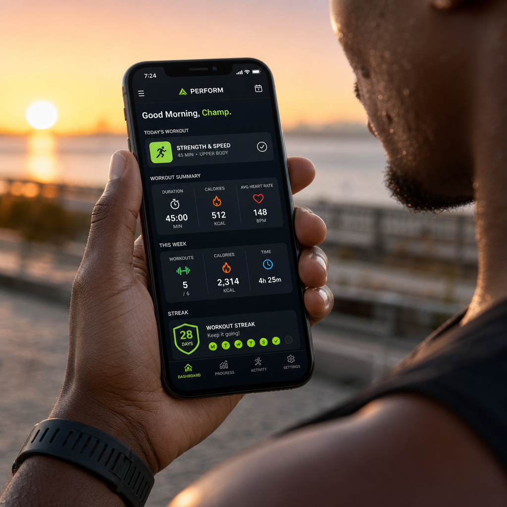 A runner checking their training app
